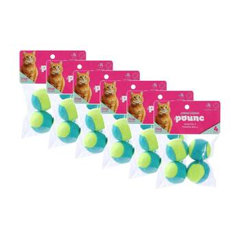 6x 4pc Paws And Claws Mini Tennis Balls Cat Batting/Pouncing Toy Set Assorted