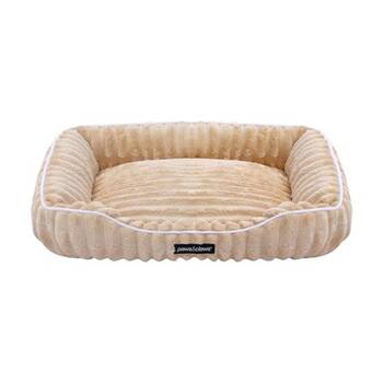 Paws And Claws Ribbed Chinchilla Walled Pet Cat Dog Bed 60x50x18cm Camel