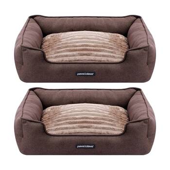 2PK Paws And Claws Pia Ribbed Chinchilla Pet Cat Dog Bed 60x50x18cm Medium
