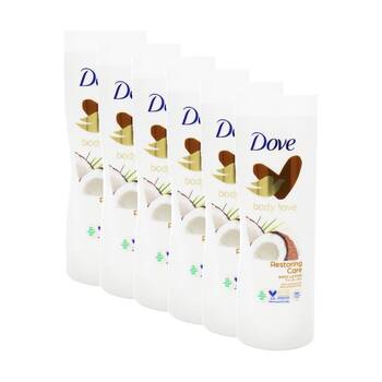 6PK Dove Body Love Restoring Care Lotion Coconut Oil Almond Milk Dry 400mL