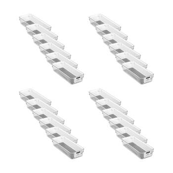 24x Boxsweden Crystal Grip Organiser Tray Modular Stackable Storage 23x9x4.5cm