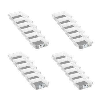 24x Boxsweden Crystal Grip Organiser Tray Modular Stackable Storage 16x16x4.5cm