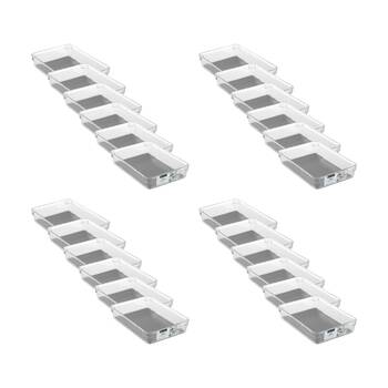 24x Boxsweden Crystal Grip Organiser Tray Modular Stackable Storage 23.5x16x4.5cm