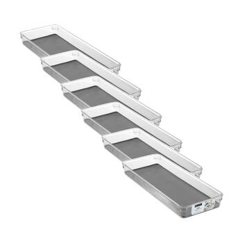 6x Boxsweden Crystal Grip Organiser Tray Modular Stackable Storage 40x16x5cm 