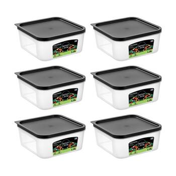 6PK Lemon And Lime Food Keeper Square Reusable Container 1.8L 17.5x17.5x7