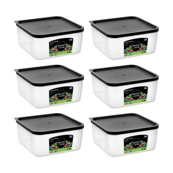 6PK Lemon And Lime Food Keeper Square Reusable Container 2.8L 19.8x19.8x9