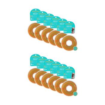 12PK Paws And Claws Pet Dog Toy TPR Spikey Ring 2-Tone Chew Assorted 12x12x4cm