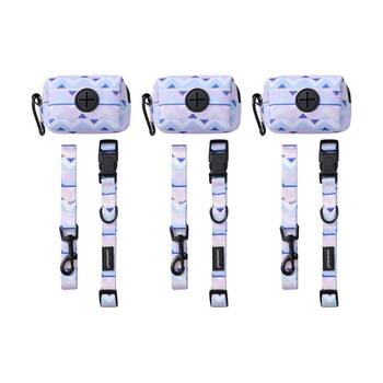 3x 3pc Paws And Claws Pet Dog Cat Park Life Lead Collar Waste Bag Holder Small