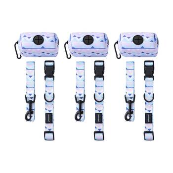 3x 3pc Paws And Claws Pet Dog Cat Park Life Lead Collar Waste Bag Holder Medium