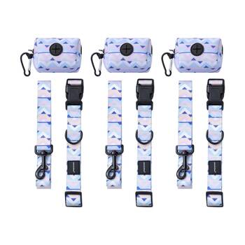3x 3pc Paws And Claws Pet Dog Cat Park Life Lead Collar Waste Bag Holder Large