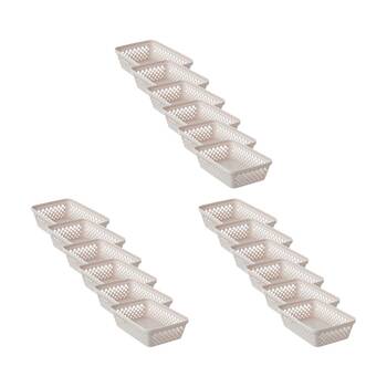 18PK Boxsweden Diamond Tray Home Organiser Storage Container Cream 23.5X16X6.5CM