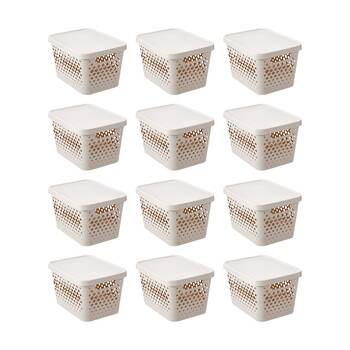 12PK Boxsweden Diamond Tray Home Organiser Storage Container 16L 36x27x22cm