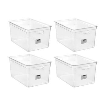 4x Boxsweden Crystal Stackable Lidded Organisation Storage Box/Container Clear 50L