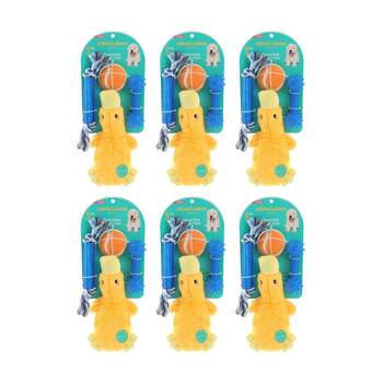 6x 4pc Paws And Claws Pet Dog Toys Plush Rope TPR Baton Ball Assorted