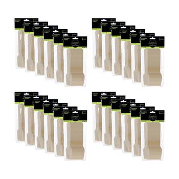 24x 20pc Lemon And Lime Wooden Forks Compostable Biodegradable Cut 15.5cm
