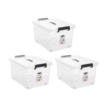 3PK Boxsweden Durable Carry Box With Handles & Wheels 43L 51x38x30cm