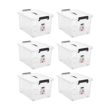 6PK Boxsweden Durable Carry Box With Handles & Wheels 43L 51x38x30cm