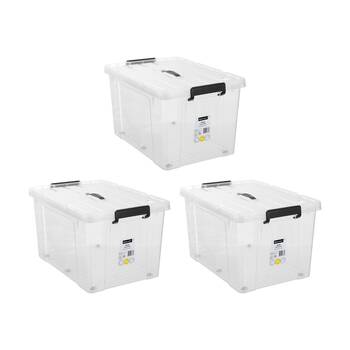 3PK Boxsweden Dura Carry Box Home Organiser Storage Container 65L 59x42x35cm
