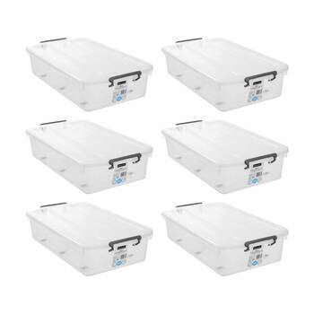 6PK Boxsweden Dura Underbed Home Organiser Storage Container 40L 73x42x17cm
