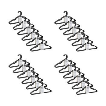 24x 10pc Boxsweden Hangit Essentials Clothes Plastic Hangers Strap Black 39cm