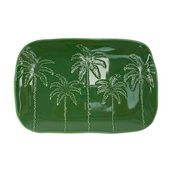 Annabel Trends Coconut Bay Rectangle Dark Green & White Palm Tree Plate 7.5x8cm