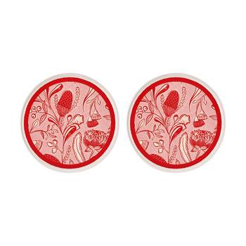 2PK Annabel Trends Pink & Red Ceramic Serving Plate Trailing Natives 31cm