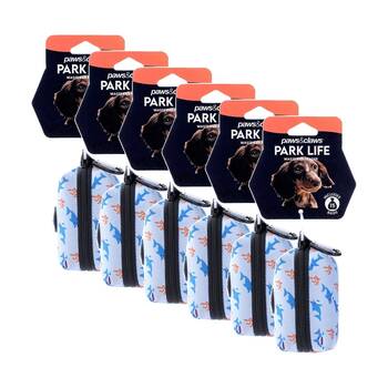 6PK Paws And Claws Pet Dog Park Life Waste Bag Holder Neoprene Asst 9.5x5x5cm