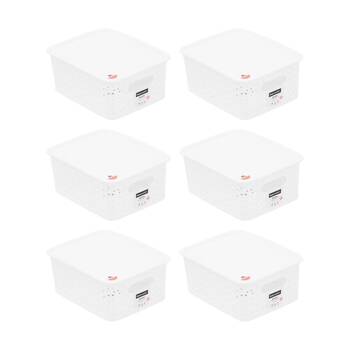 6PK Boxsweden Wick Basket Home Organiser Storage Container White 4L 25x19x10cm