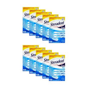 10x 48pc Steradent Active Plus Denture Cleansing Tablets In Foil Sealed Pack
