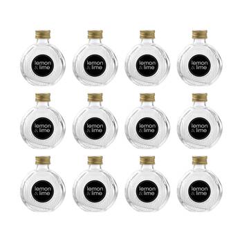 12PK Lemon And Lime Verre Flat Ribbed Glass Food Container Lid Gold 100ml
