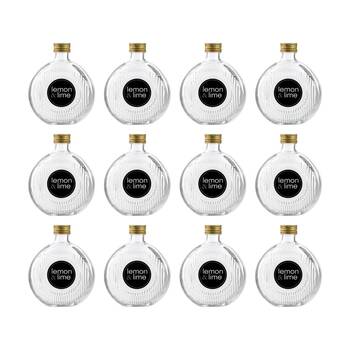 12PK Lemon And Lime Verre Flat Ribbed Glass Reusable Food Container Gold 350ml