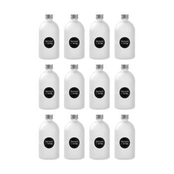 12PK Lemon And Lime Verre Frost Glass Reusable Food Container Lid Silver 500ml