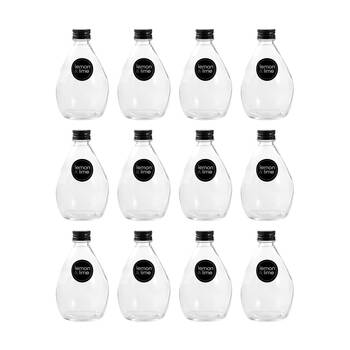 12PK Lemon And Lime Verre Bulb Glass Reusable Food Container Lid Black 350ml