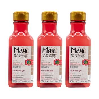 3PK Maui Moisture Hair Care Shampoo Daily Hydration Hibiscus Water 385mL