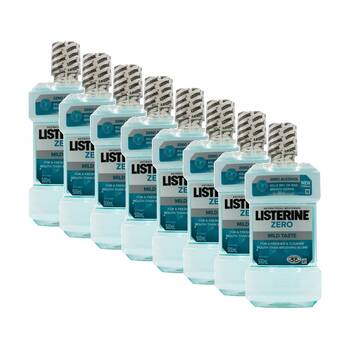 8PK Listerine Zero Cleansing/Refreshing Antibacterial Mouthwash 500mL Mild Taste