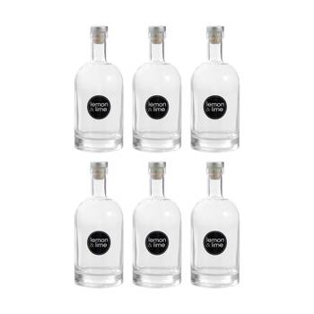 6PK Lemon And Lime Verre Round Glass Bottle Reusable Food Container 500ml