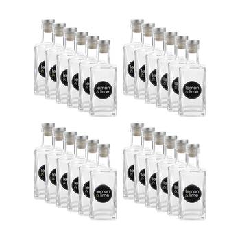 24PK Lemon And Lime Verre Square Glass Bottle Reusable Food Container 270ml