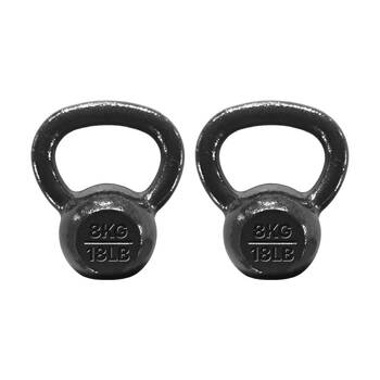 2PK Cast Iron Kettlebell 8kg Balanced Gym Weight W/ Comfortable Handle
