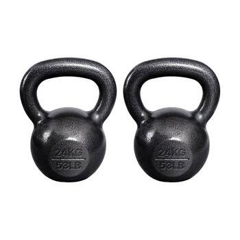 2PK Cast Iron Kettlebell 24kg Balanced Gym Weight W/ Comfortable Handle