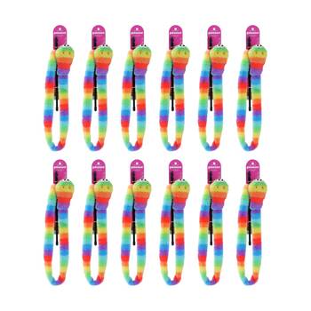 12PK Paws And Claws Pounce Rainbow Pet Cat Toy Dangler Wand Plush 1.5m