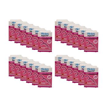 24x 20pc Piksters Twin Floss Picks Supa Grip Dental Oral Care Watermelon Flavour