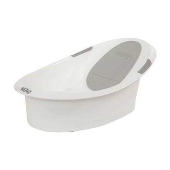 Nuby Baby Bath Soft Foam Headrest Built-In Seat Anti-Slip Base White/Grey 0m+