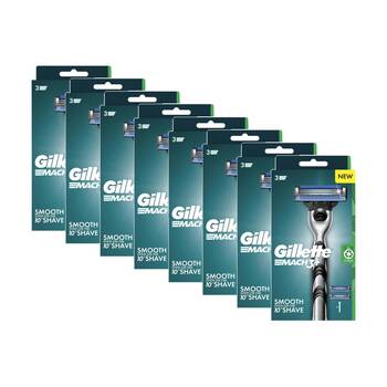 8PK Gillette Razor Mach 3+ Starter Kit W/ 3 Blades, 1 Handle & 2 Cartridges