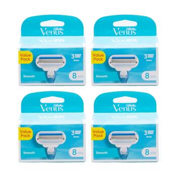 4x 8pc Gillette Venus 3 Blade Razor Cartridges Smooth Value Pack Women's