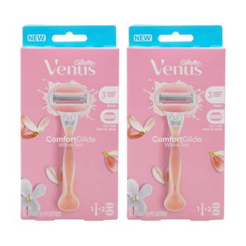 2PK Gillette Venus Razor 1 Handle Plus 2 Cartridges ComfortGlide White Tea