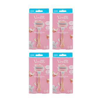 4PK Gillette Venus Razor 1 Handle Plus 2 Cartridges ComfortGlide White Tea
