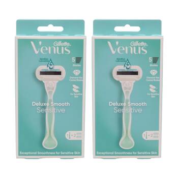 2PK Gillette Razor Venus Plus 1 Handle & 2 Cartridges Deluxe Smooth Sensitive