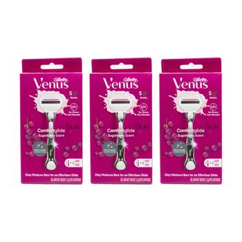 3PK Gillette Venus 5 Comfort Glide Razor Blade W/ Handle & Cartridge Sugarberry