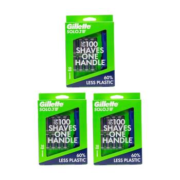 3x 11pc Gillette Men's Solo 3 Razor Kit W/ Cartridge & 10 Blades