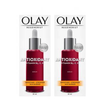 2PK Olay Serum Regenerist Antioxidant Vitamin B3 C E Smoother Stronger Skin 30ml